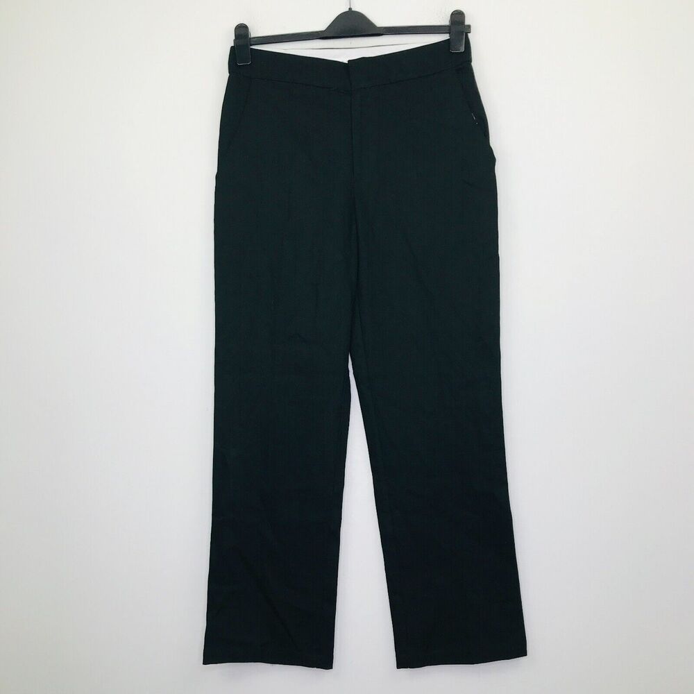 Edikted Women's Small Pants Black Solid Cotton Twill Straight Flat Front BN16